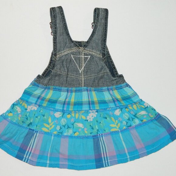 2 for/ $30 Osh Kosh B'gosh Plaid Skirt Overall Dress Flowers Yellow Blue 18M - Picture 8 of 9